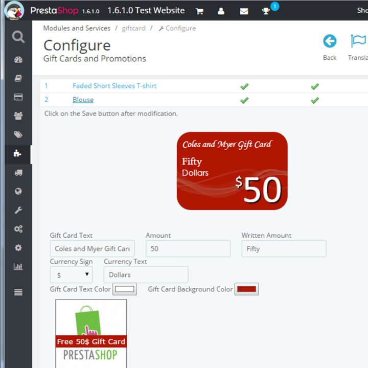 Gift Card Coupon  Banner Showcase for Products