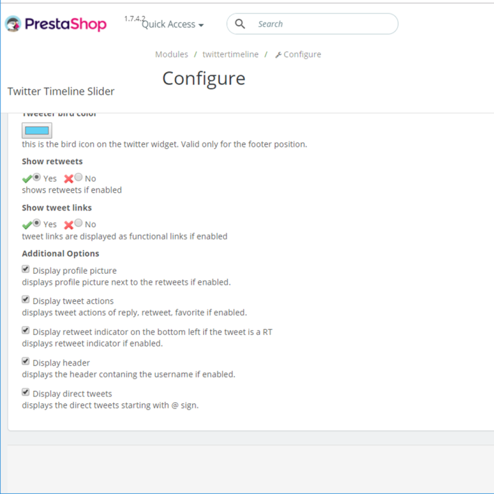 Prestashop Twitter Timeline Slider Pro Module