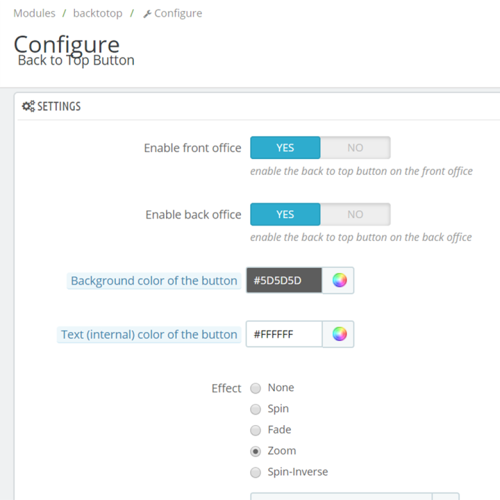 Back to Top Module for Prestashop
