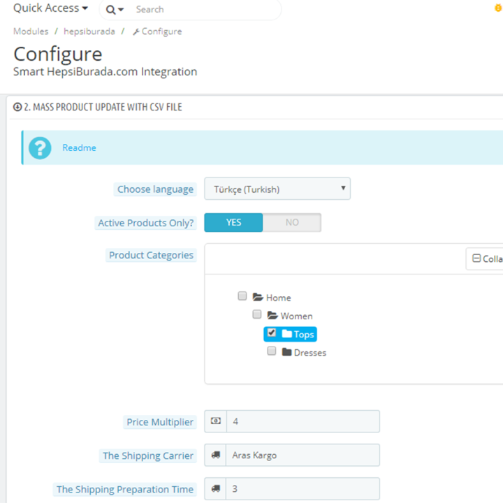 Prestashop Smart HepsiBurada.com Integration Module