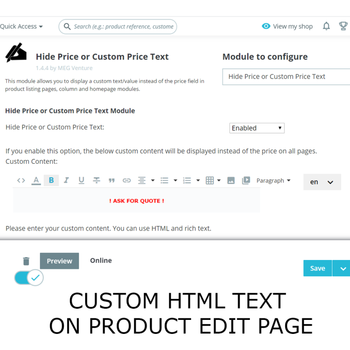Custom Price Text Hide Price Module of Prestashop - MEG Venture