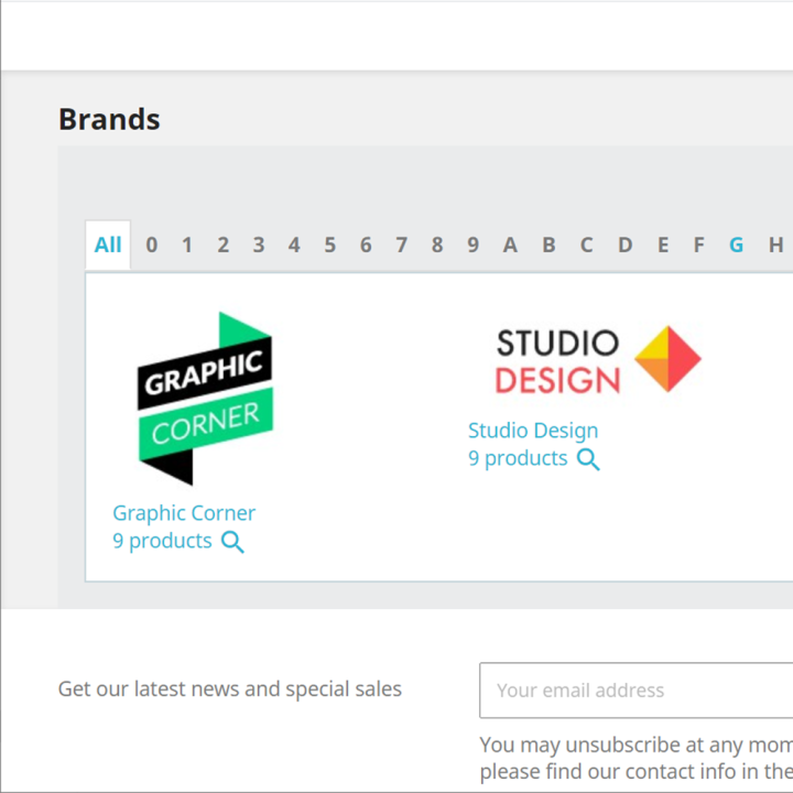 Custom Brands Page Module for Prestashop