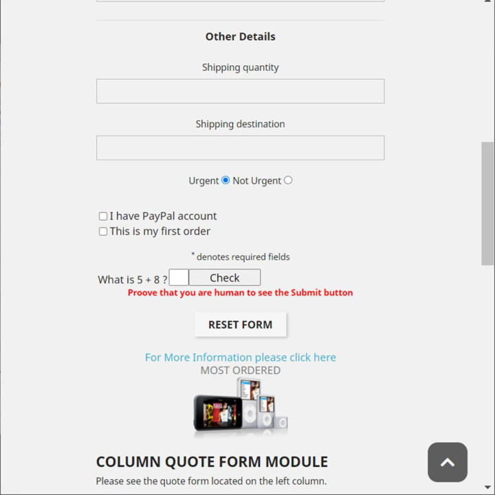 Prestashop Price and Order - Column Quote Form Module - Developed by MEG Venture