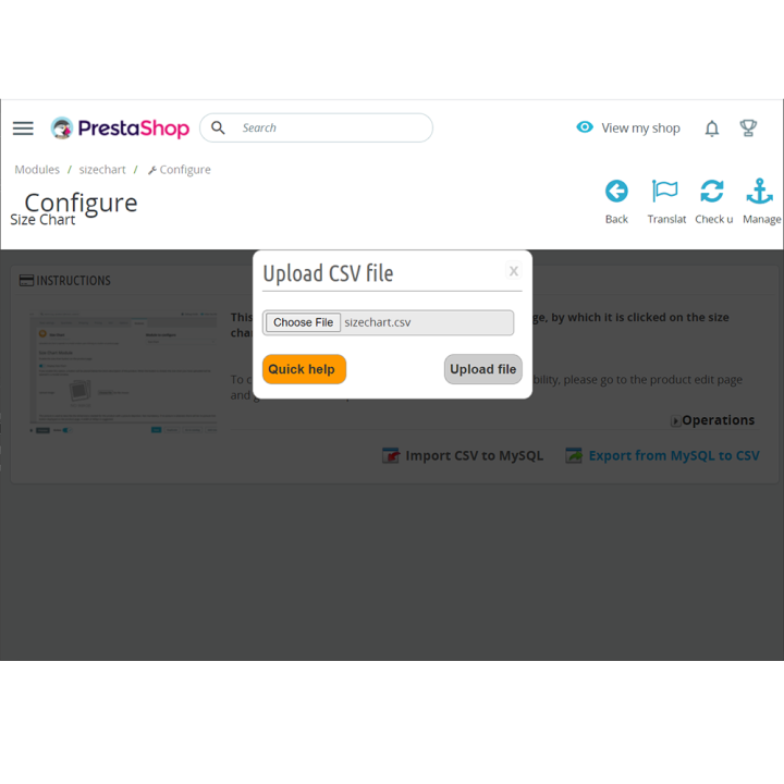 Size Chart Size Guide Module for Prestashop