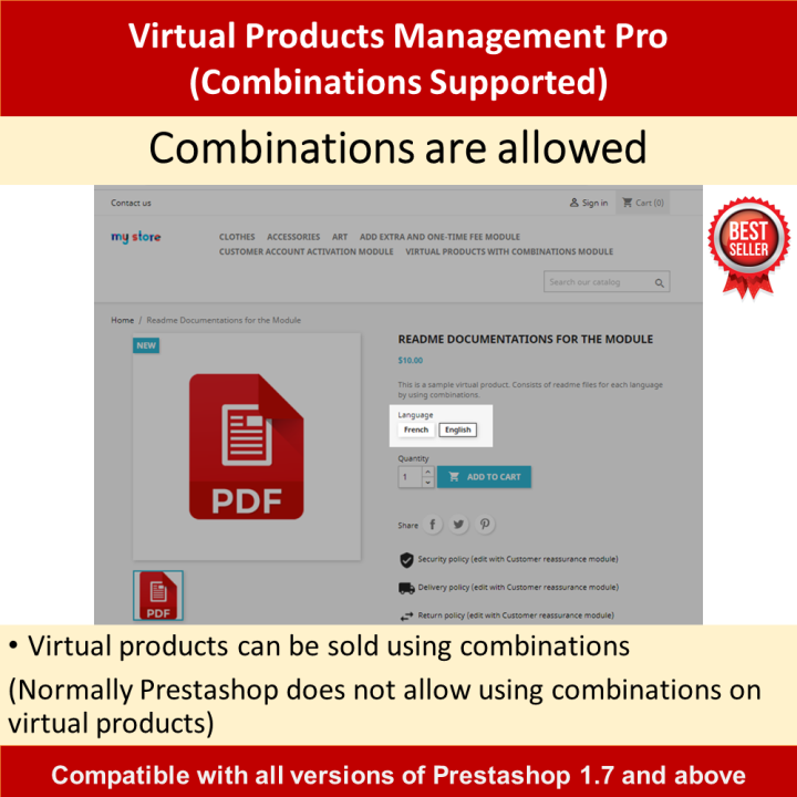 Prestashop Virtual Products Management Pro (Combinations Supported)