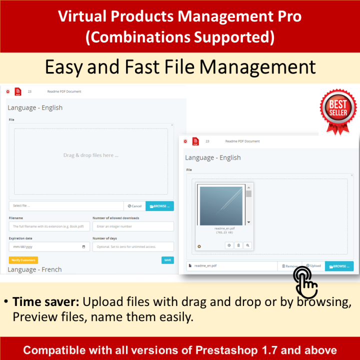 Prestashop Virtual Products Management Pro (Combinations Supported)