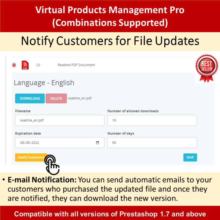 Prestashop Virtual Products Management Pro (Combinations Supported)