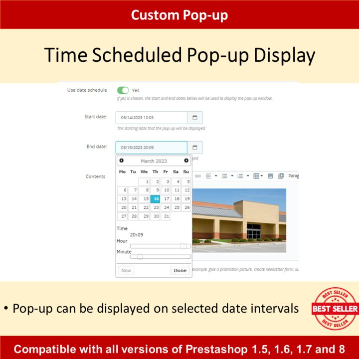 Create customized pop-ups including promotions, banners, forms, newsletters