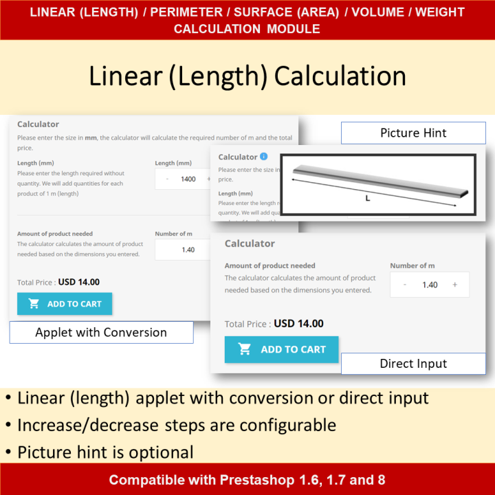 Dimensional Pricing Module for Length, Area, Volume, Perimeter, Weight
