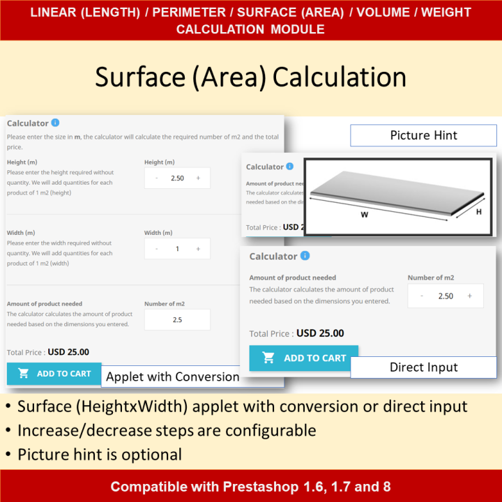 Dimensional Pricing Module for Length, Area, Volume, Perimeter, Weight
