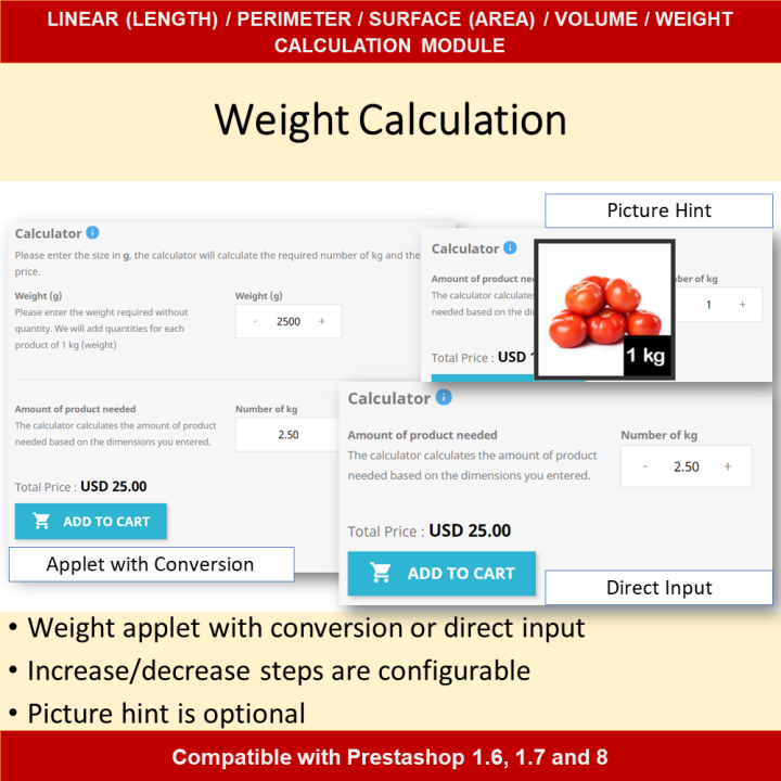 Dimensional Pricing Module for Length, Area, Volume, Perimeter, Weight