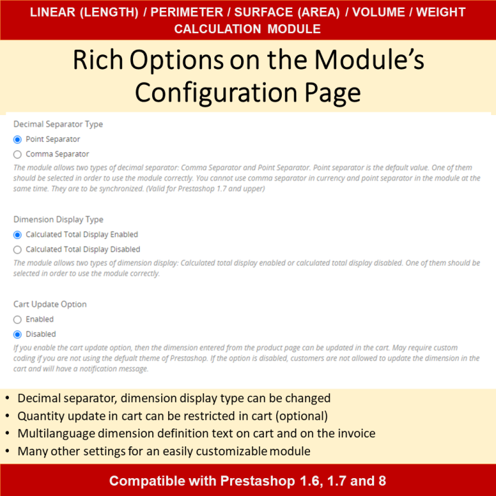 Dimensional Pricing Module for Length, Area, Volume, Perimeter, Weight