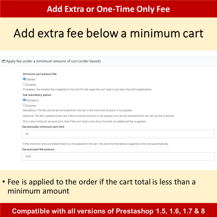 Prestashop Moduł Opłat - Narzędzie Jednorazowych Opłat