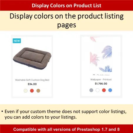 Ürün Liste Sayfasında Renk Paletleri - Prestashop
