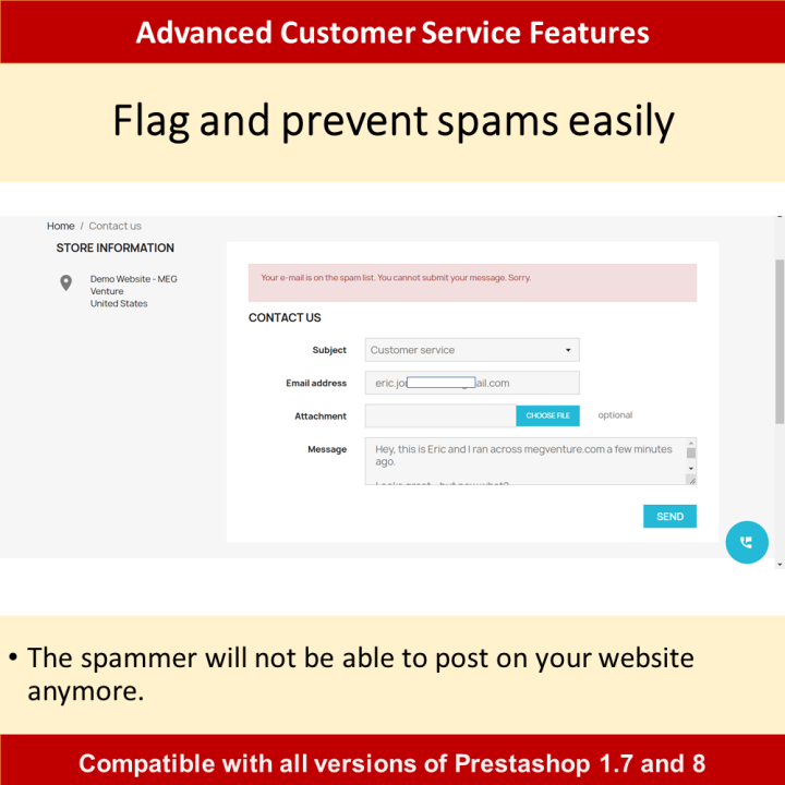 Advanced Customer Service Features Module for Prestashop