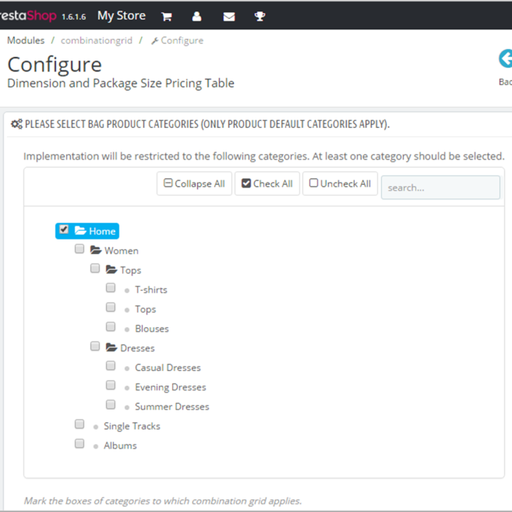 Prestashop Combination Grid Module - MEG Venture