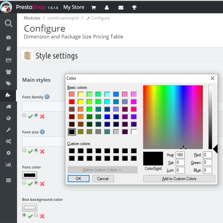 Prestashop Combination Grid Module - MEG Venture