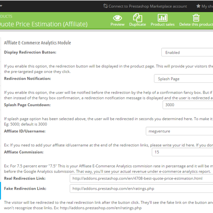 Prestashop Affliate E-Commerce Analytics Module